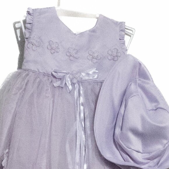 Growing Up Girls Baby Girls Lavender Dress & Hat Set With Floral Embroide Size M - Picture 3 of 5
